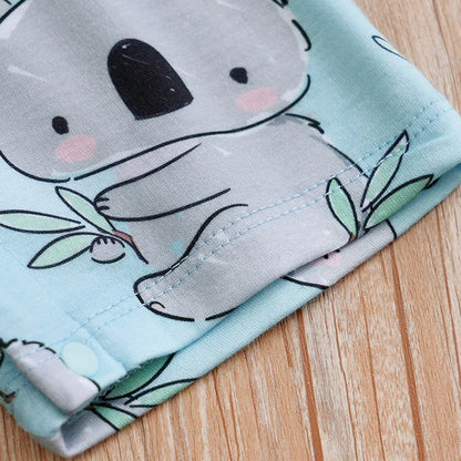 Full view of a baby koala print romper, showcasing the cute design and comfortable fit