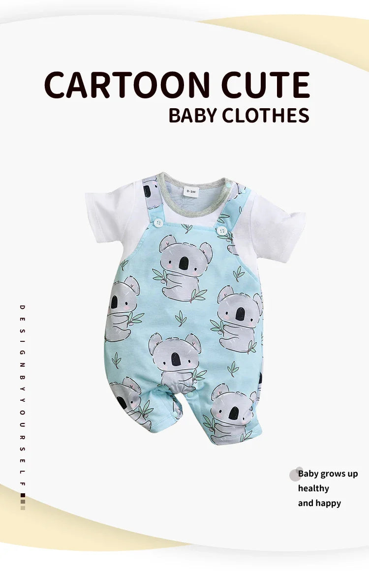 Baby romper featuring a charming koala animal print, comfortable newborn outfit