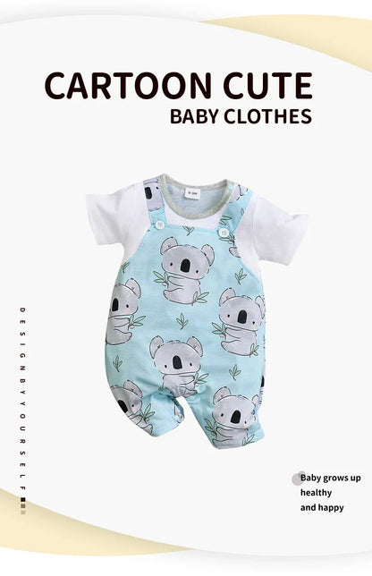 Baby romper featuring a charming koala animal print, comfortable newborn outfit