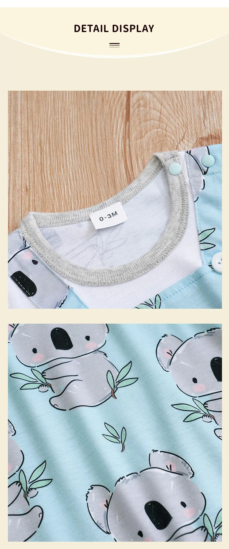 Stylish baby boy or girl koala print romper, essential cute baby fashion for infants