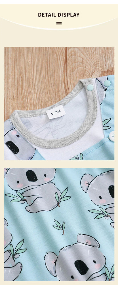 Stylish baby boy or girl koala print romper, essential cute baby fashion for infants