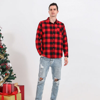 Red plaid baby clothing piece, part of a family matching set for parties & holidays.