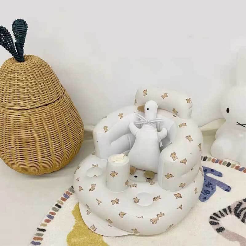 Durable PVC inflatable baby chair, stable toddler seat, essential infant activity equipment.
