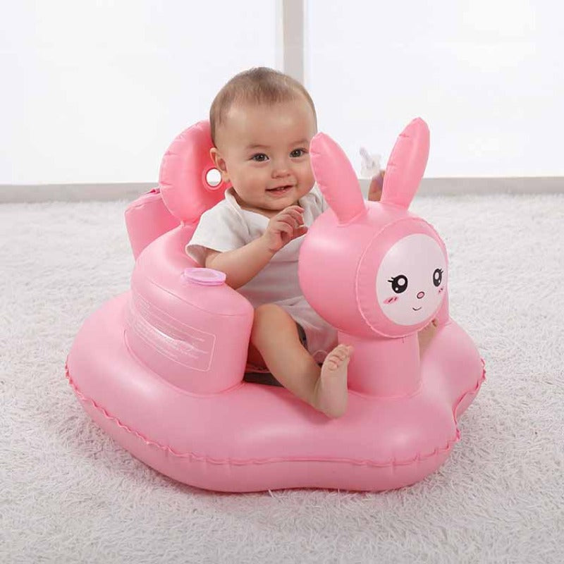 Playful animal themed inflatable baby seat, secure toddler chair for active infants.