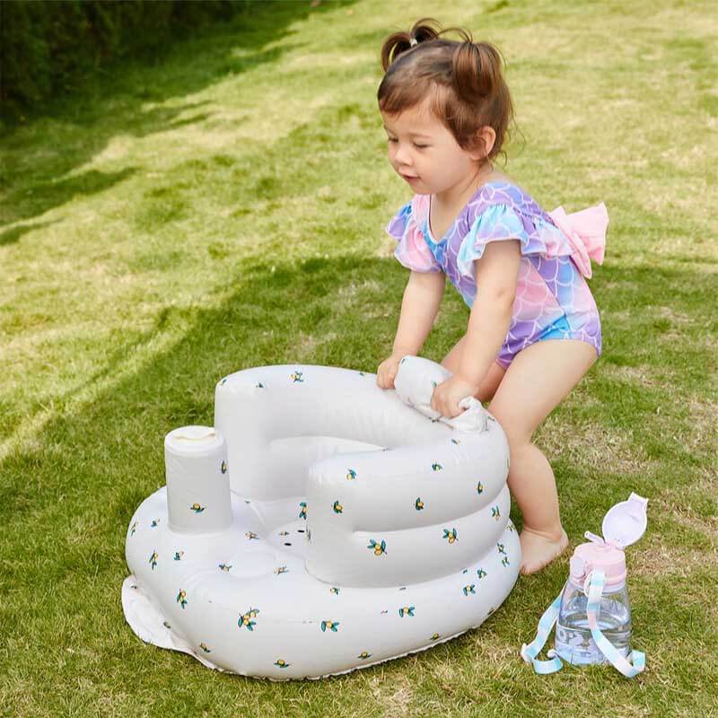 Cute animal design inflatable baby chair, soft PVC toddler seat, infant support.