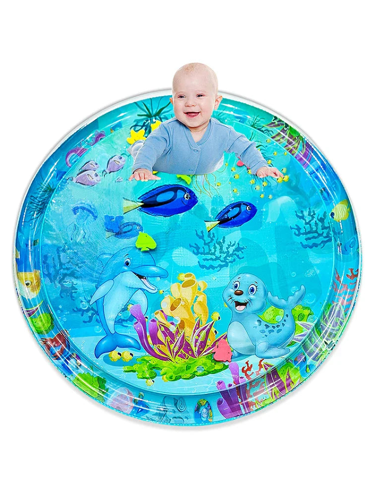 Portable baby inflatable tummy time water mat, ideal for sensory play and a baby bathing accessory