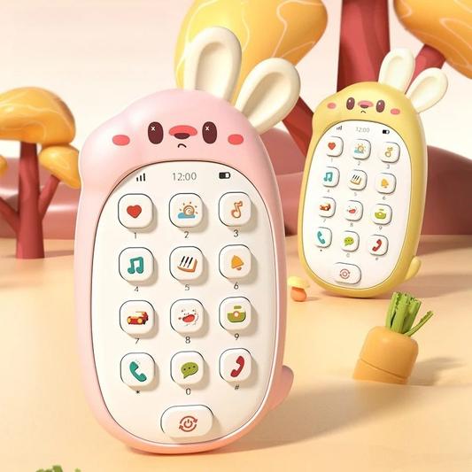 Baby Interactive Phone Teether Toy, ideal for infants, with soft chewable parts for soothing gums.