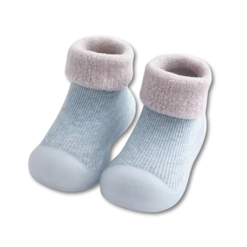 Infant unisex knit sock shoes with flexible non-slip soles, blue, comfortable baby footwear