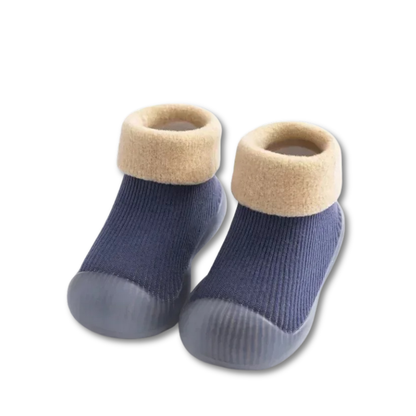 Pair of baby knit sock shoes, white, non-slip, perfect for firstwalker development