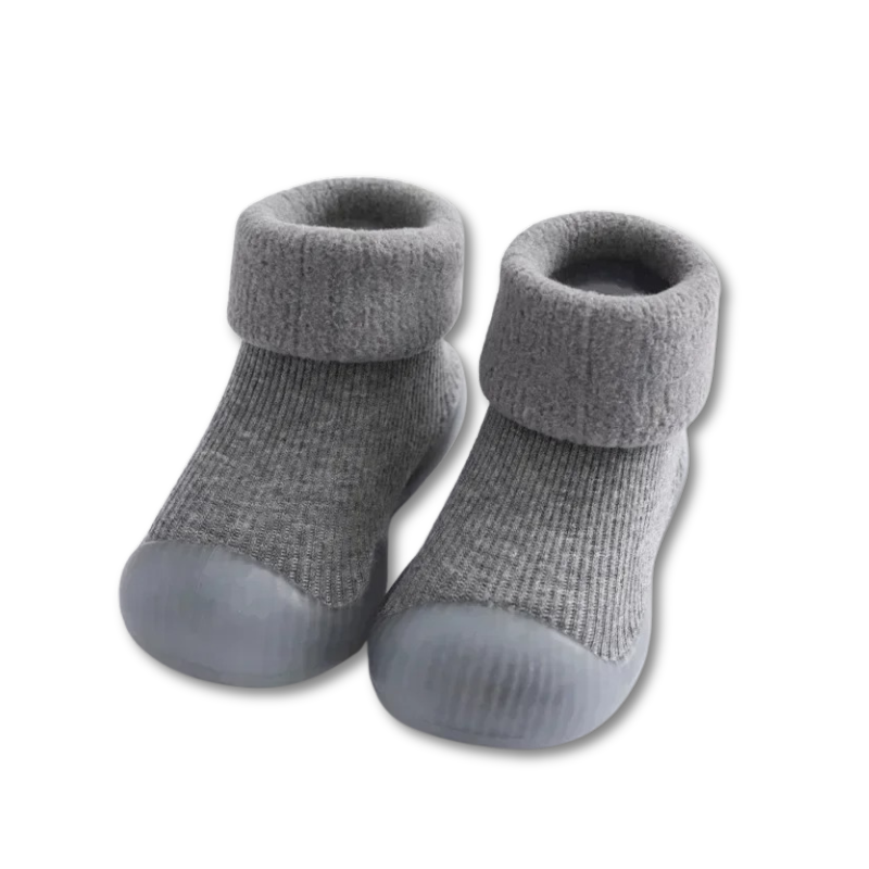Toddler knit sock shoes, green, non-slip soles for safe indoor and outdoor play