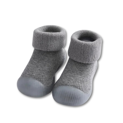 Toddler knit sock shoes, green, non-slip soles for safe indoor and outdoor play