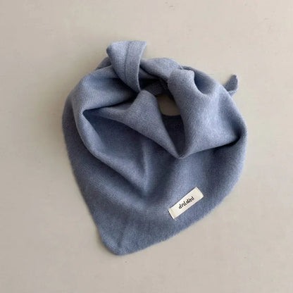 Knitted toddler neckerchief, triangle shape, soft and warm, stylish children's accessory.