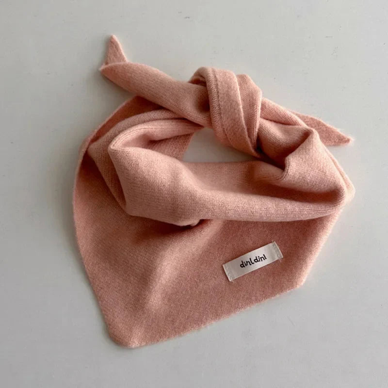 Baby winter accessory, knitted triangle scarf, warm and gentle on skin, unisex.
