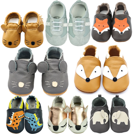Baby leather soft sole moccasins in tan, perfect for newborns and first walking shoes