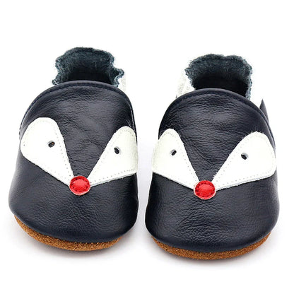 Infant footwear: yellow leather moccasins with an elastic ankle for secure fit