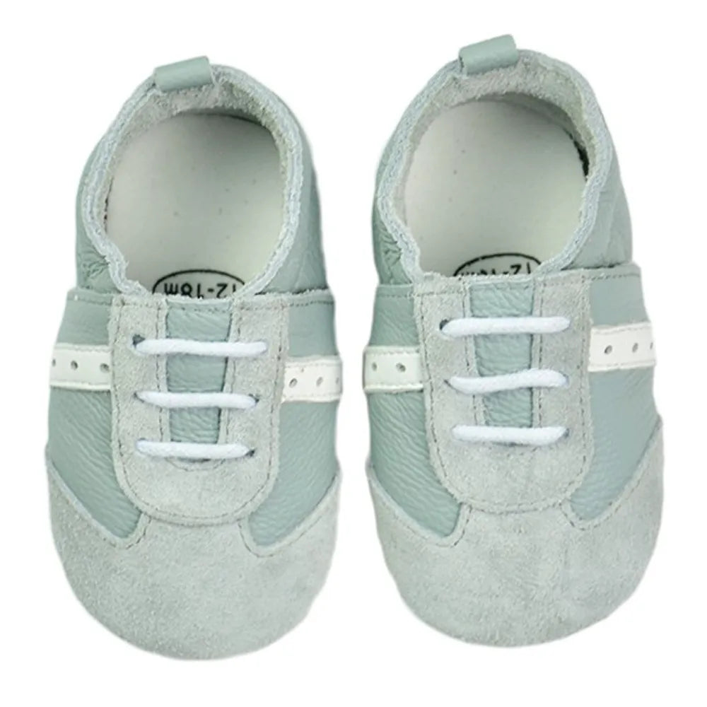 Infant footwear: red leather soft sole slippers, lightweight and easy to wear