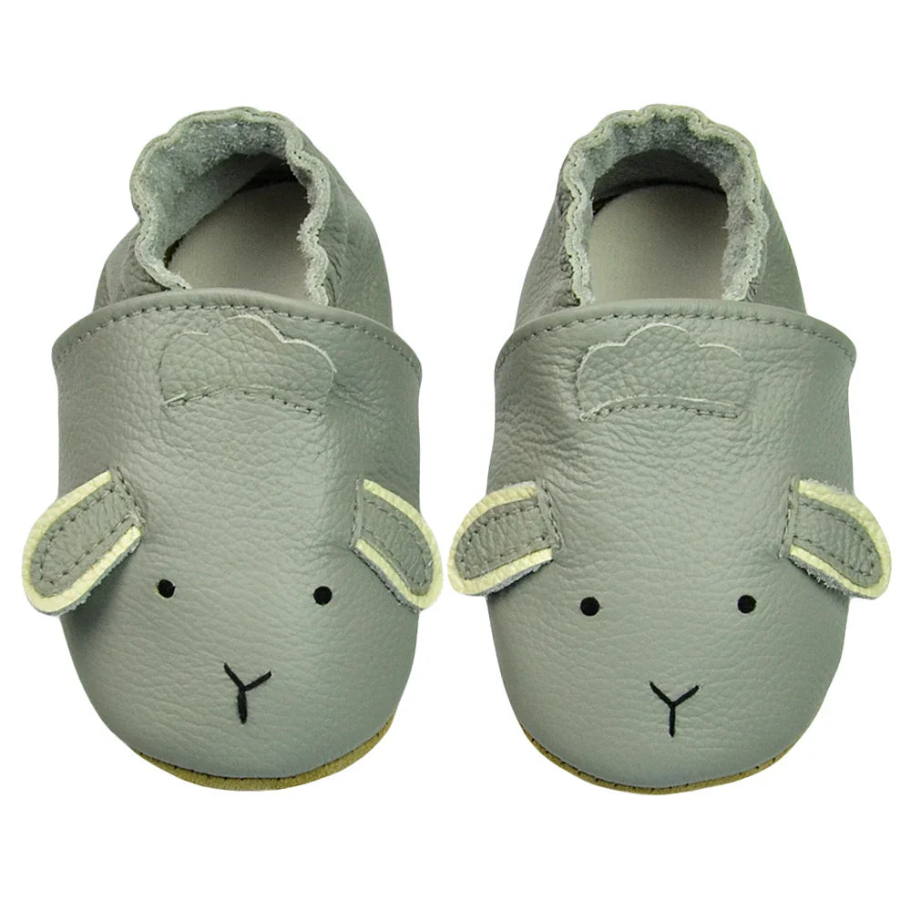 Baby gifts: blue leather soft sole moccasins, presented in a gift box