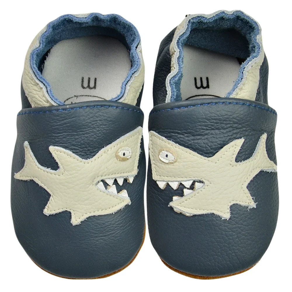 Yellow genuine leather newborn moccasins, flexible and supportive for early development