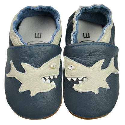 Yellow genuine leather newborn moccasins, flexible and supportive for early development