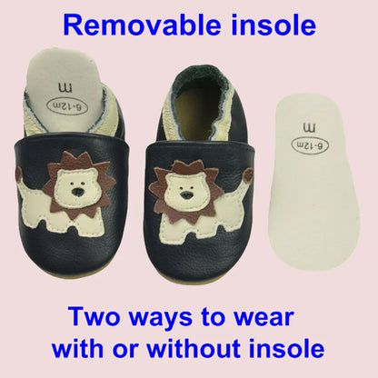Black newborn leather moccasins, a classic choice for baby apparel and gifts