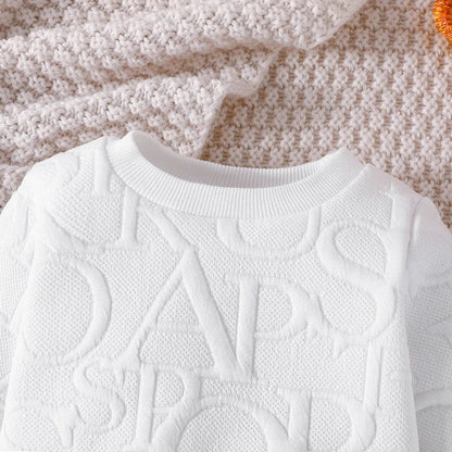 Polyester baby outfit, two-piece long sleeve top and bottom set for comfort