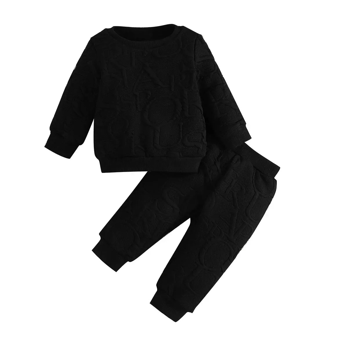 Adorable baby two-piece outfit with long sleeve shirt and comfortable elastic pants