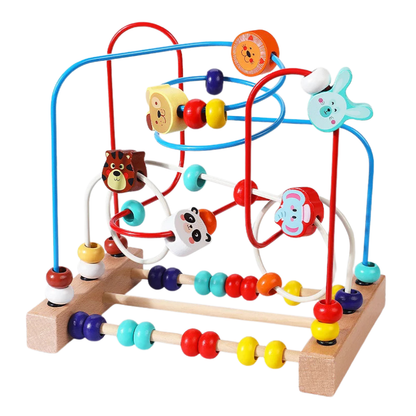 Gift-ready wooden bead maze toy, ideal for toddlers 12-36 months, educational and fun.