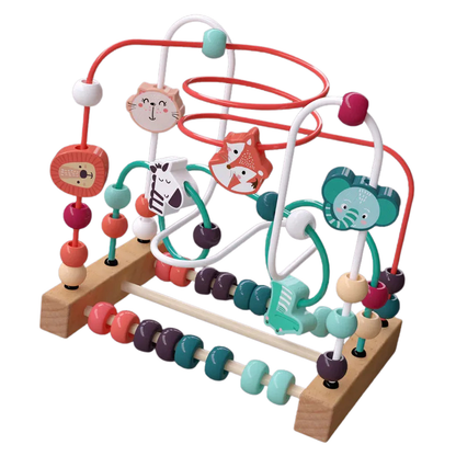 Durable wooden bead maze for babies, promoting hand-eye coordination and logical thinking.