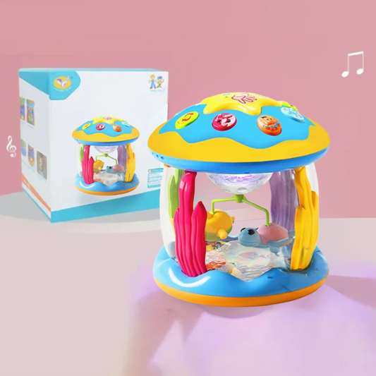 Baby musical activity carousel toy with colorful animals for sensory and educational play