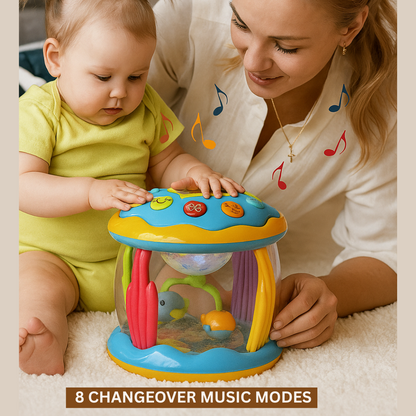 Infant musical activity carousel toy with spinning elements and lights for toddlers