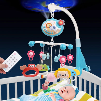 Hands adjusting the volume on a baby musical crib mobile, emphasizing ease of use