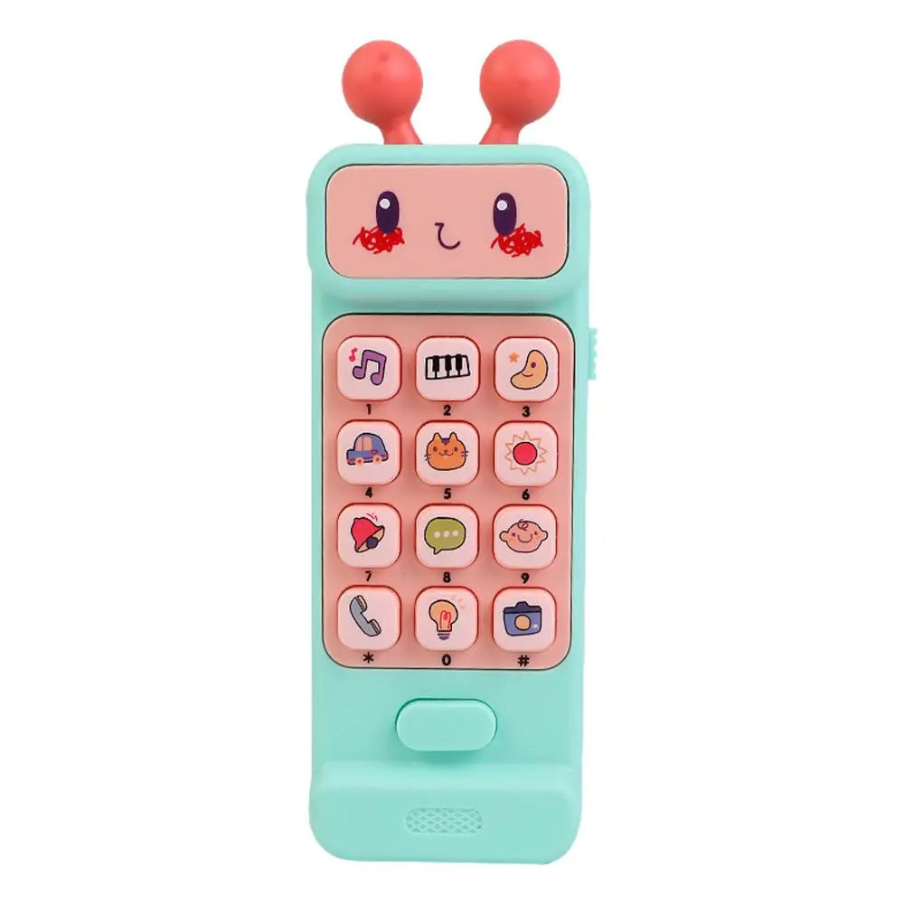 Plastic musical phone for babies, an engaging teether and sleeping aid with interactive features.