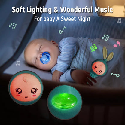 Multi-textured baby teether rattle with soothing melodies and vibrant patterns