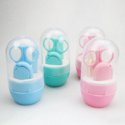 Set of baby nail tools for newborn care, including clippers, scissors, and tweezers for safety