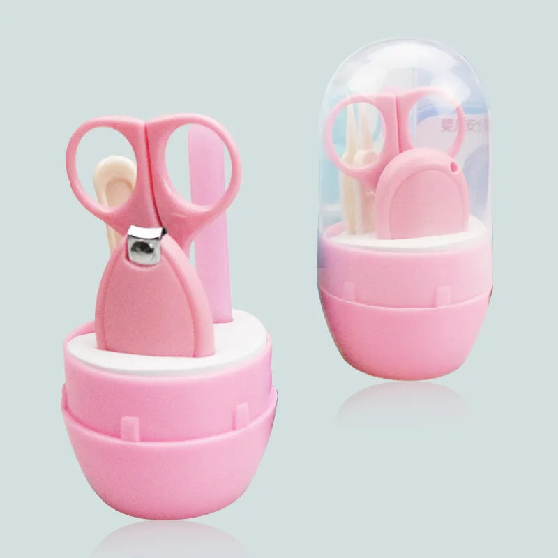 Top-down view of the baby nail care kit, showcasing its complete contents for infant hygiene