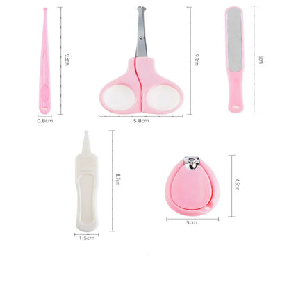 Close-up of baby nail clippers from the health kit, featuring an ergonomic design for precision