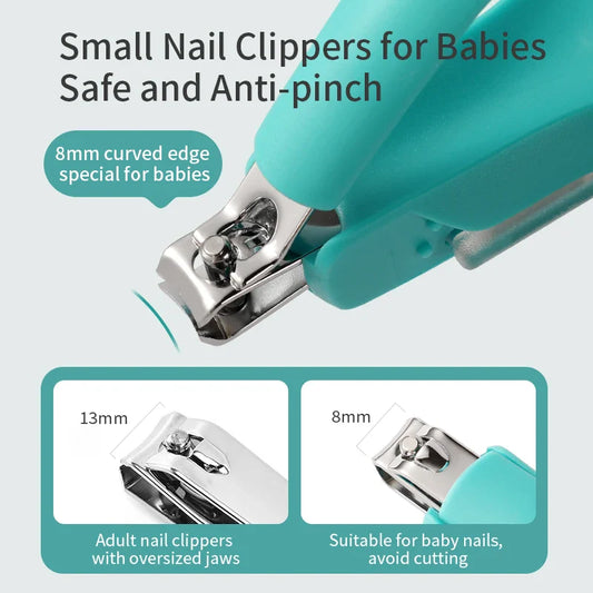 Baby nail clippers with magnifier, pink, for safe infant grooming and precise newborn nail care.