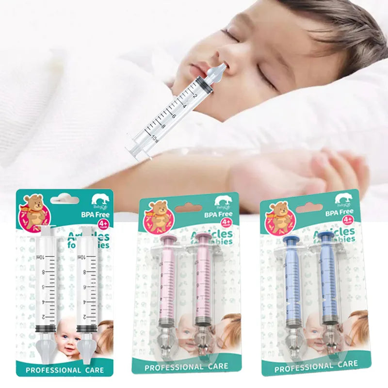 Baby Nasal Aspirator Kit in clear packaging, showing all components for infant congestion relief.