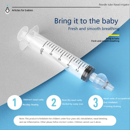 Packaging of the Baby Nasal Aspirator Kit, emphasizing 'infant care' and 'nose cleaner' benefits.