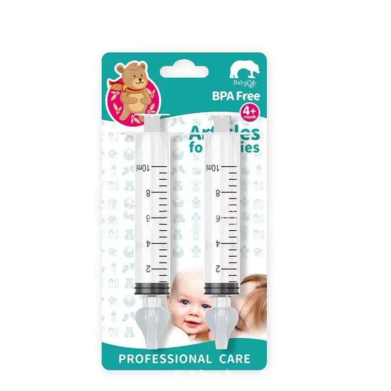 Ergonomic design of a manual nasal aspirator for babies, highlighting comfortable grip for parents.