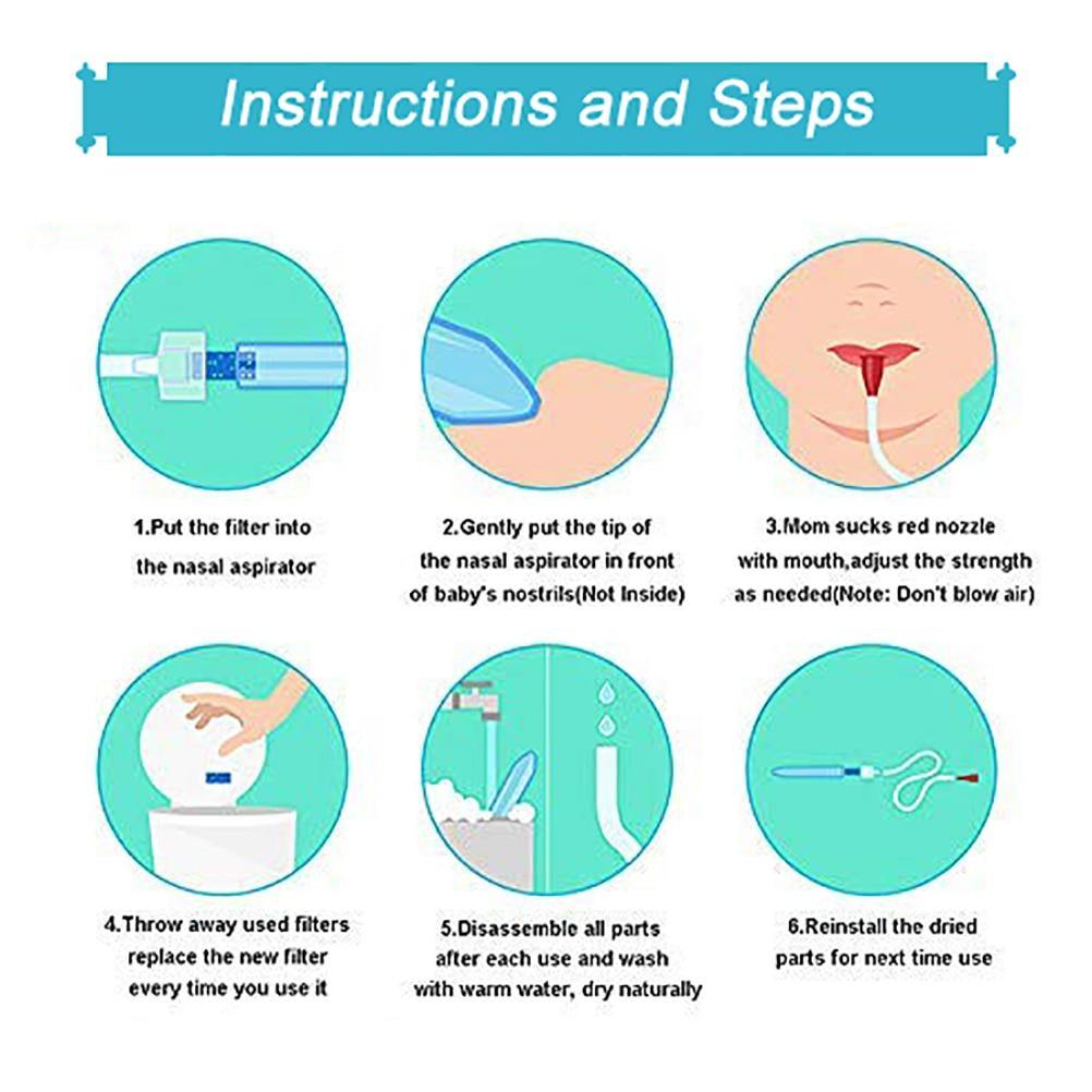 Compact baby nasal aspirator, portable for on-the-go infant booger removal & gentle breathing relief.