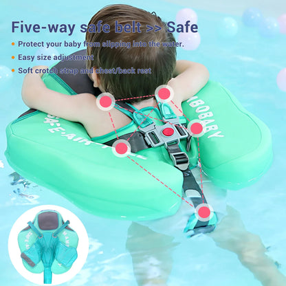 Toddler swim aid: Leak-proof baby pool float with sun canopy & secure harness