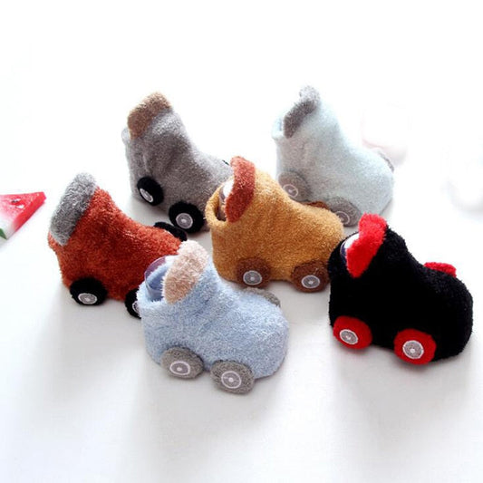 Baby non-slip cartoon car socks for infants, soft cotton anti-slip toddler footwear with vehicle design