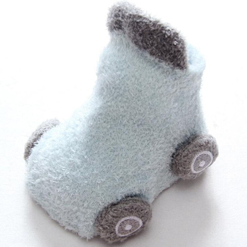Non-slip cartoon car socks for babies, durable and cozy anti-slip footwear for infant's comfort