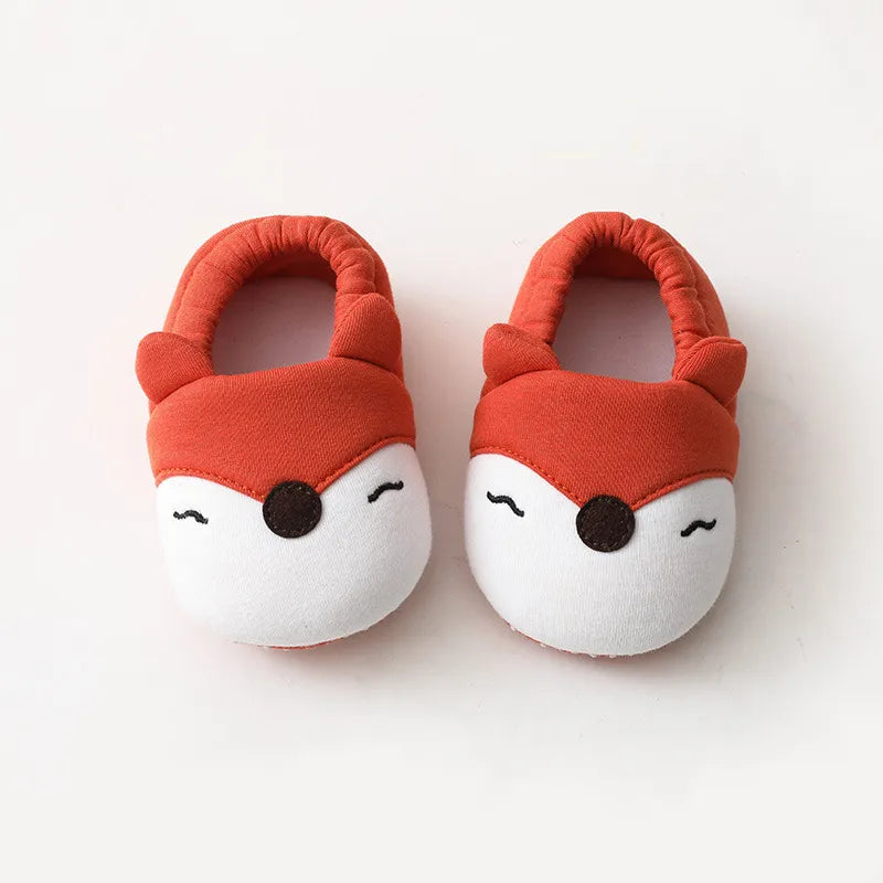 Toddler non-slip cotton shoes, adorable elephant print, buckle strap, perfect for indoor play