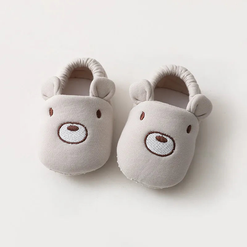 Cotton non-slip baby shoes, fox animal print, soft sole, designed for indoor play and walking