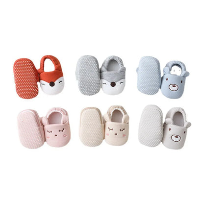 First walking non-slip shoes for baby, giraffe print, comfortable cotton, secure buckle strap