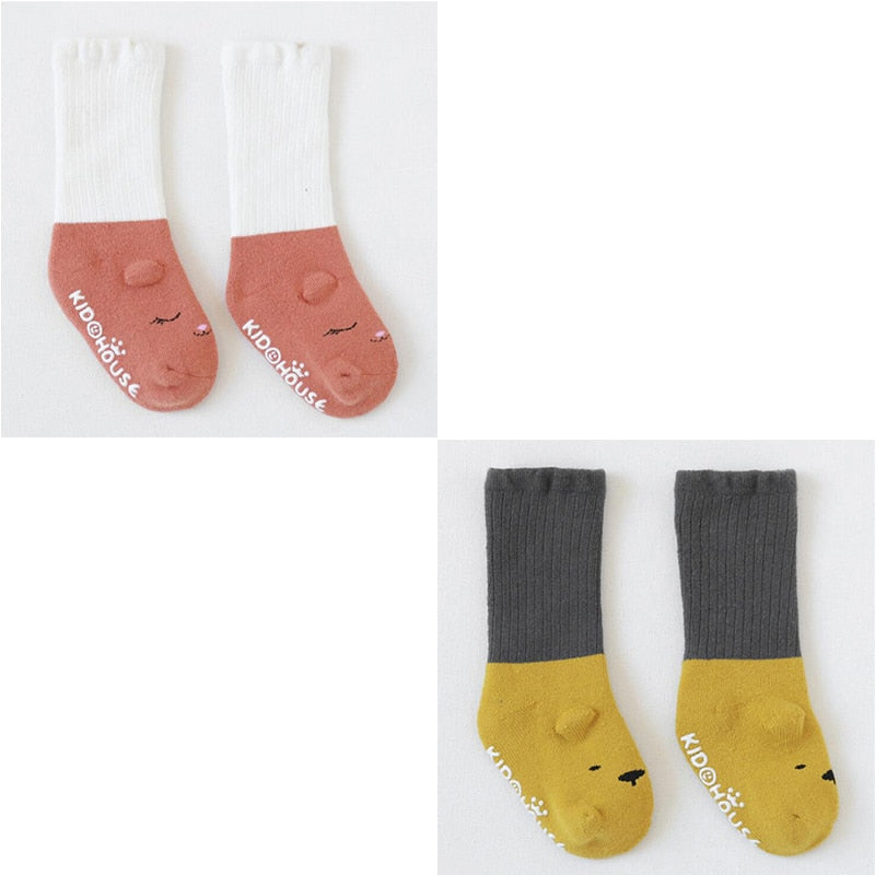 Collection of colorful non-slip cotton socks for toddlers, perfect for infant apparel