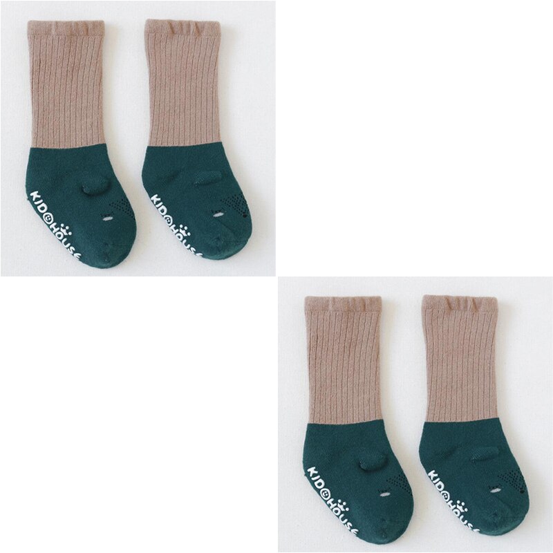 Warm baby cotton socks with non-slip sole, ideal for crawling and walking toddlers