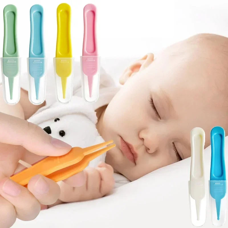 Baby nose cleaning tweezer tool for infant nasal hygiene and snot removal, essential newborn care.
